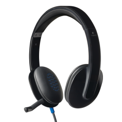 Logitech H540 USB Computer Headset with Noise-Cancelling Microphone & On-Ear Controls - Black | 981-000480