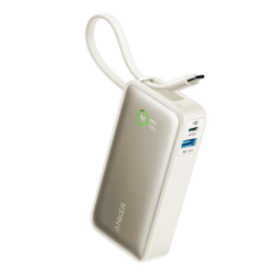 Anker Nano Power Bank 10000mAh 30 Watt Built-In USB-C Cable - White | A1259H21