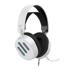 HAVIT H2038U RGB Virtual 7.1 USB Gaming Headset with 50mm Drivers & Detachable Microphone - White / Black | 6939119068257