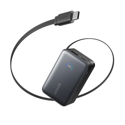Anker Nano Power Bank (10K, 45W, Built-In Retractable USB-C Cable) - Black | A1638H11
