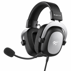 HAVIT H2002d Wired Headset Gamer PC 3.5mm PS4 Headsets Surround Sound & HD Microphone Gaming Overear Laptop Tablet Gamer Black/ Silver