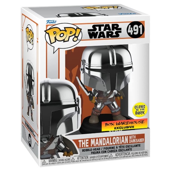 POP! STAR WARS: THE MANDALORIAN WITH DARKSABER (GLOW-IN-THE-DARK) (METALLIC EXCLUSIVE) BY FUNKO (491) POP! STAR WARS: THE MANDALORIAN WITH DARKSABER (GLOW-IN-THE-DARK) (METALLIC EXCLUSIVE) BY FUNKO (491)