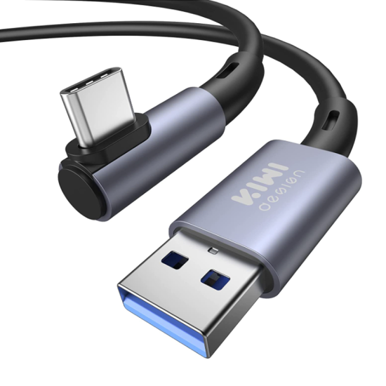 KIWI design Link Cable Compatible with Quest 2 Accessories, USB 3.0 PC Game Cable Fast and Stable VR Headset Cable Accessories (16FT A to C)
