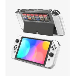 DOBE Protective Case for Switch OLED Model with Game Card Storage, Hard Plastic PC Cover for Nintendo Switch OLED Model Joycon Controller, Shockproof Protector with NS OLED Model (Transparent) DOBE Protective Case for Switch OLED Model with Game Card Storage, Hard Plastic PC Cover for Nintendo Switch OLED Model Joycon Controller, Shockproof Protector with NS OLED Model (Transparent)