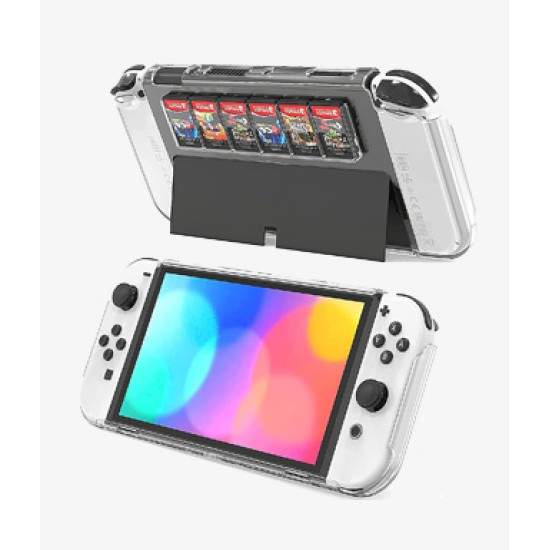 DOBE Protective Case for Switch OLED Model with Game Card Storage, Hard Plastic PC Cover for Nintendo Switch OLED Model Joycon Controller, Shockproof Protector with NS OLED Model (Transparent) DOBE Protective Case for Switch OLED Model with Game Card Storage, Hard Plastic PC Cover for Nintendo Switch OLED Model Joycon Controller, Shockproof Protector with NS OLED Model (Transparent)