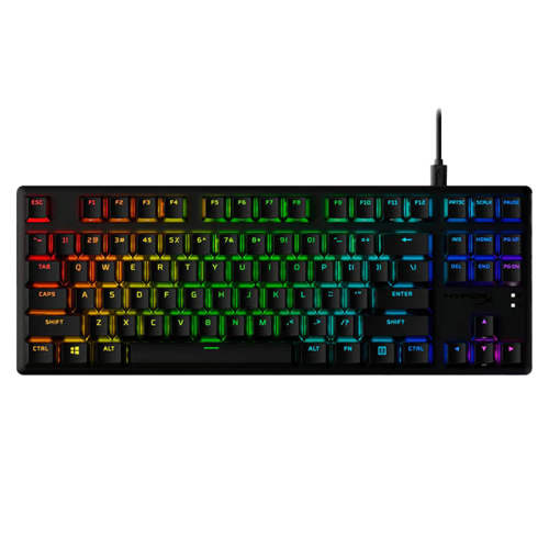 HyperX Alloy Origins Core PBT Mechanical Gaming Keyboard, Durable PBT Keycaps, 100% Anti-Ghosting, Radiant RGB Lighting, Red Linear Switch, ENG-ARB Layout, USB 2.0, Black | 639N7AA#A2N