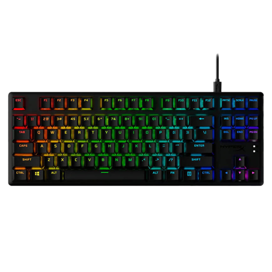 HyperX Alloy Origins Core PBT Mechanical Gaming Keyboard, Durable PBT Keycaps, 100% Anti-Ghosting, Radiant RGB Lighting, Red Linear Switch, ENG-ARB Layout, USB 2.0, Black | 639N7AA#A2N
