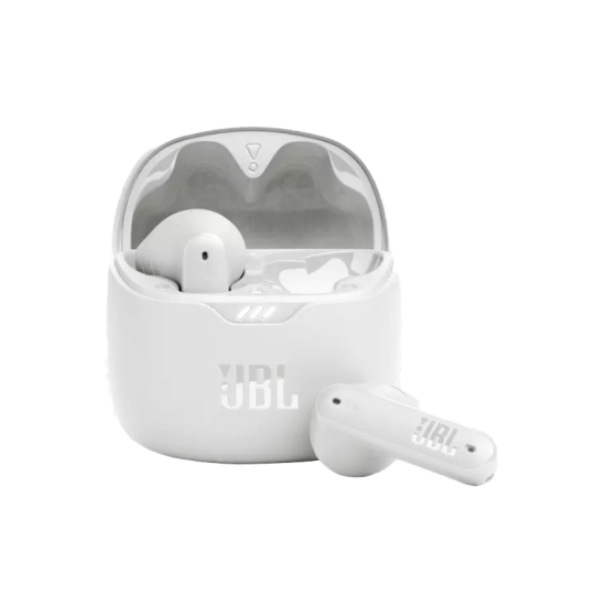 JBL Tune Flex True Wireless Noise Cancelling Earbuds, Pure Bass, ANC + Smart Ambient, 4 Microphones, 32H of Battery, Water Resistant & Sweatproof, Comfortable Fit Black, JBLTFLEXBLK, Standard - White