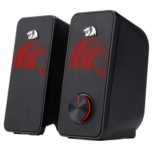 Redragon GS500 Stentor PC Gaming Speaker 2.0 Channel Stereo Desktop Computer Speaker with Red Backlight Quality Bass and Crystal Clear Sound USB Powered with a 3.5mm Connector