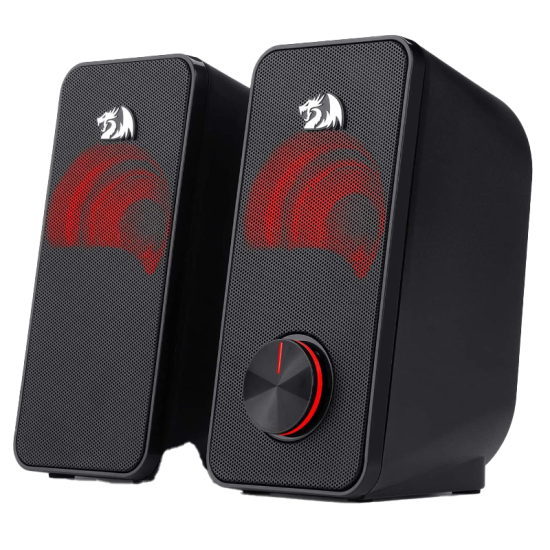 Redragon GS500 Stentor PC Gaming Speaker 2.0 Channel Stereo Desktop Computer Speaker with Red Backlight Quality Bass and Crystal Clear Sound USB Powered with a 3.5mm Connector