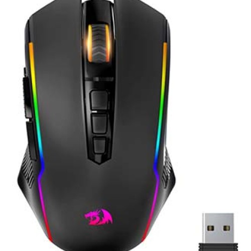 Redragon M910-KS Ranger Lite Wireless Gaming Mouse 8000 DPI, PC Gaming Mice with Fire Button, RGB Backlit Programmable Ergonomic Mouse Gamer, Rechargeable, 70Hrs for Windows, Mac Gamer, Black