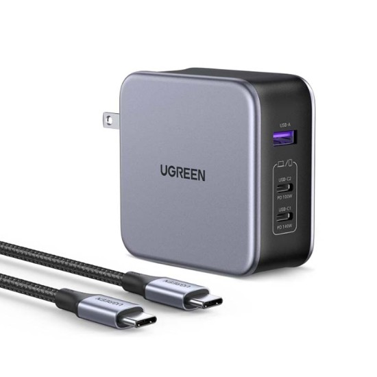UGREEN PD 3.1 USB C Charger Foldable Single Port 140W Max, Nexode PPS 3-Port Fast GaN Laptop Wall Charger Compatible with MacBook Pro/Air M2, Dell XPS, iPad, iPhone 14, Galaxy 23 (with 240W Cable) 90549