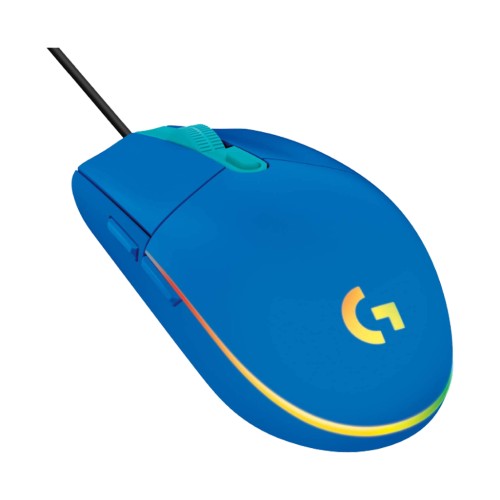 Logitech G203 Wired Gaming Mouse, 8,000 DPI, Rainbow Optical Effect LIGHTSYNC RGB, 6 Programmable Buttons, On-Board Memory, Screen Mapping, PC/Mac Computer and Laptop Compatible - Blue