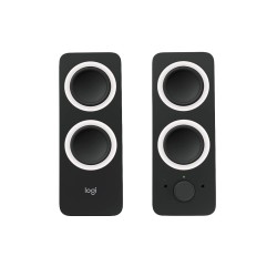 Logitech Z200 PC Speakers, Stereo Sound, 10 Watts Peak Power, 2 x 3.5mm Inputs, Headphone Jack, Adjustable Bass, Volume Controls, PC/TV/Smartphone/Tablet - Black