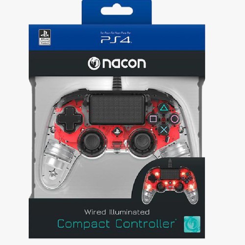 Nacon Wired Compact Controller for PlayStation 4 - Light Red