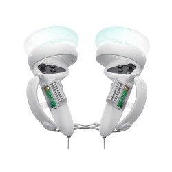 KIWI design Controller Grips Cover with Battery Opening, Adjustable with Knuckle Straps, Suitable for Large Hands Compatible with Quest 2 (Gray-White)