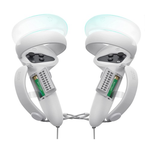 KIWI design Controller Grips Cover with Battery Opening, Adjustable with Knuckle Straps, Suitable for Large Hands Compatible with Quest 2 (Gray-White)