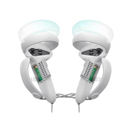 KIWI design Controller Grips Cover with Battery Opening, Adjustable with Knuckle Straps, Suitable for Large Hands Compatible with Quest 2 (Gray-White)