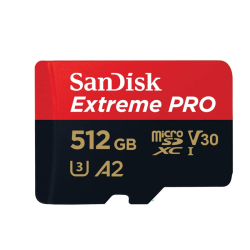 SanDisk 512GB Extreme Pro microSD UHS I Card for 4K Video on Smartphones, Action Cams & Drones 200MB/s Read, 140MB/s Write, SDSQXCD 512G GN6MA, Red/Black SanDisk 512GB Extreme Pro microSD UHS I Card for 4K Video on Smartphones, Action Cams & Drones 200MB/s Read, 140MB/s Write, SDSQXCD 512G GN6MA, Red/Black