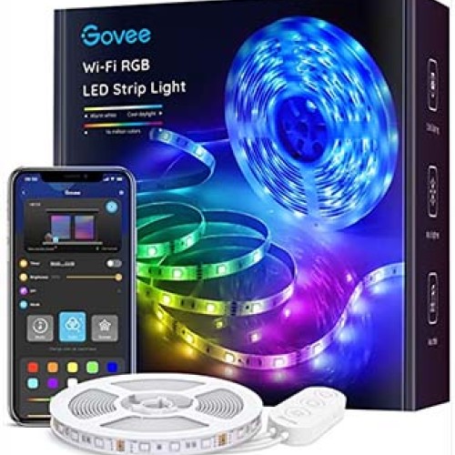 Govee Tiras LED Alexa 5m, Luces LED Habitacion WiFi Inteligente RGB Funciona con Alexa, Google Assistant y App, 64 Modo de Escena y Música para TV, Techo y Juego Electrónico [Clase de eficiencia energética A]  Model H61593A1004