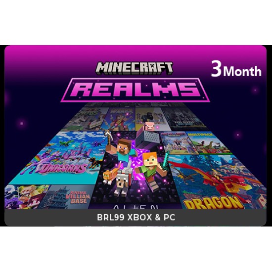 Minecraft Realms 3M - Bedrock XBOX & PC